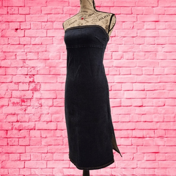 forever 21 denim tube dress Zip-Up Denim Tube Mini Dress DARK Denim / XS